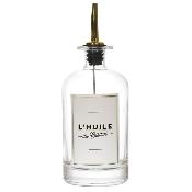 Huilier en Verre Bec Verseur Doré "L'Huile du Bistrot" - 50 cl- H.22 x Ø 8,4 cm 