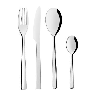 Ménagère 24 Couverts Inox Argenté Design Bout Carré 
