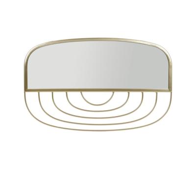 Miroir Rétro Vintage Rectangulaire Métal Filaire Doré Arrondi 50 cm