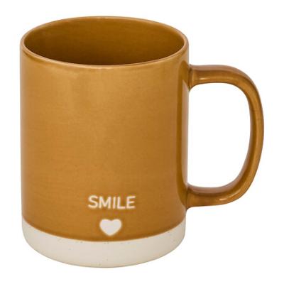 Mug SMILE Jaune Moutarde / Beige en céramique – 42 cl 