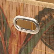 Panier de Rangement en Bambou Motifs Feuilles Tropicales Multicolores – 31 x 31 cm