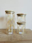 Pot Hermétique en Verre Borosilicate avec Motifs Feuilles Dorées H.7 x Ø 9,5 cm