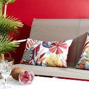 Coussin Extérieur Tropical  50 x 30 cm - Feuilles Multicolores | Déco Jardin