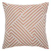 Coussin d'Extérieur Rose Terracotta Blanc Motifs Géométriques 40 x 40 cm 