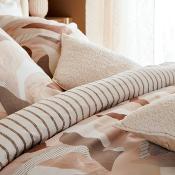 Parure de Lit Design Géométrique Beige, Marron & Gris 260 x 240 cm – Tons Naturels et Chaleureux