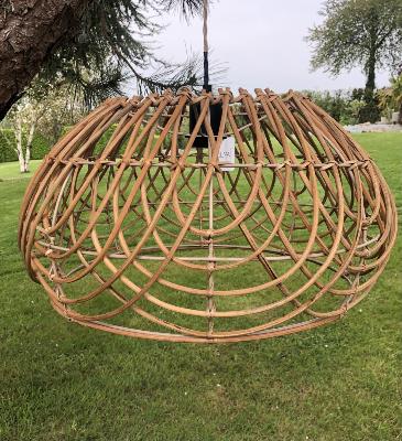 Suspension Ronde Rotin Tressé Naturel Exotique Chic Ø 50 x h.25 cm