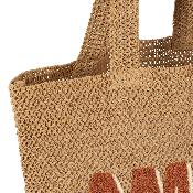 Sac Cabas en Corde de Papier Naturel Brodé AMORE en Bouclettes Terracotta 50 x 32 x 15 cm 