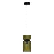 Suspension Verte en Verre Strié Ancel Ø 14 cm 