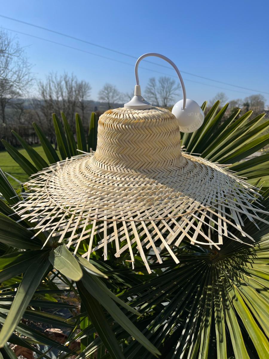 Suspension au style chapeau de paille bambou naturel Ø 75 cm