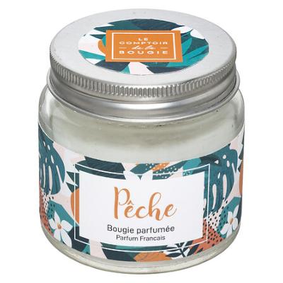 Bougie Parfumée Pêche Pot en Verre Couvercle Métal 65 g