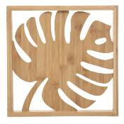 Déco Murale Feuille Monstera Bambou Naturel 28 x 28 cm