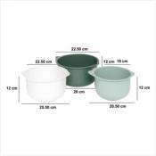 Lot de 3 Bols à Mélanger – 1,5L / 2L / 3L – 3 Couleurs Élégantes Vert Foncé, Vert Clair & Blanc