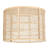 Suspension Ronde Bois Naturel & Tissu Ajouré Ø 30 cm