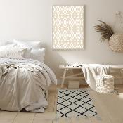 Tapis Berbère Beige & Noir Pompons 50 x 80 cm Motifs Géométriques