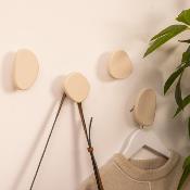 4 Patères Organiques Blanc Ivoire 10 x 7 cm Bois MDF