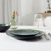 Assiette à Dessert en Céramique 19,5 cm – Design émaillé vert et bleu