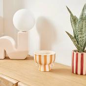 Bougies Parfumées Pot Céramique Émaillé Rayures Jaune / Vert / Bordeaux 