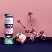 Bougies parfumées Camélia/Rose Citation Pot Verre Couvercle Métal 