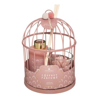 Coffret Cadeau Parfumé Vanille Cage Diffuseur Bougie H.20 cm