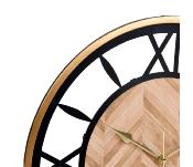 Horloge Industrielle en Bois et Métal Noir & Doré Ø 60 cm 