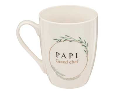 Mug Papi Grand Chef Beige Doré Couronne Laurier 33 cl