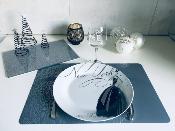 Set de Table Gris Anthracite Motifs Japonais Paons 40 x 30 cm 