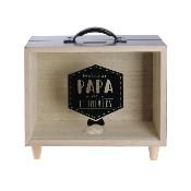 Tirelire PAPA Valise en Bois Bleu Noir