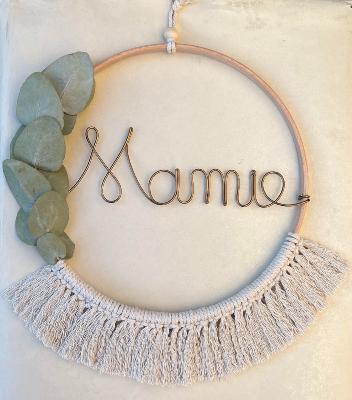 Couronne MAMIE Macramé & Eucalyptus Ø 25 cm Création Fait-Main
