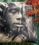 Coussin Visage Africain Photo Noir & Blanc 40 x 40 cm 
