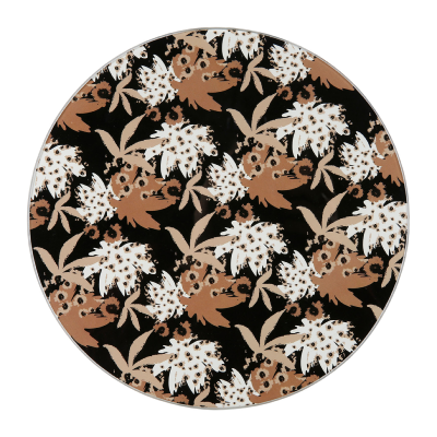 Dessous de Plat Rond Brun Noir Blanc Feuille Tropical Chic Ø25 cm