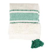 Jeté de Canapé Vert Émeraude & Blanc Rayé Coton 170 x 130 cm 