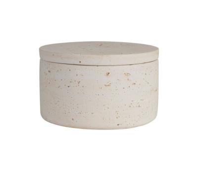 Pot Rond avec Couvercle Beige Écru Moucheté Béton D.11 x H.6,5 cm