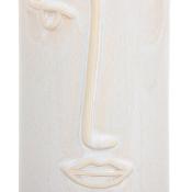 Vase Visage Blanc Effet Patiné Beige Cylindrique H.25 cm 